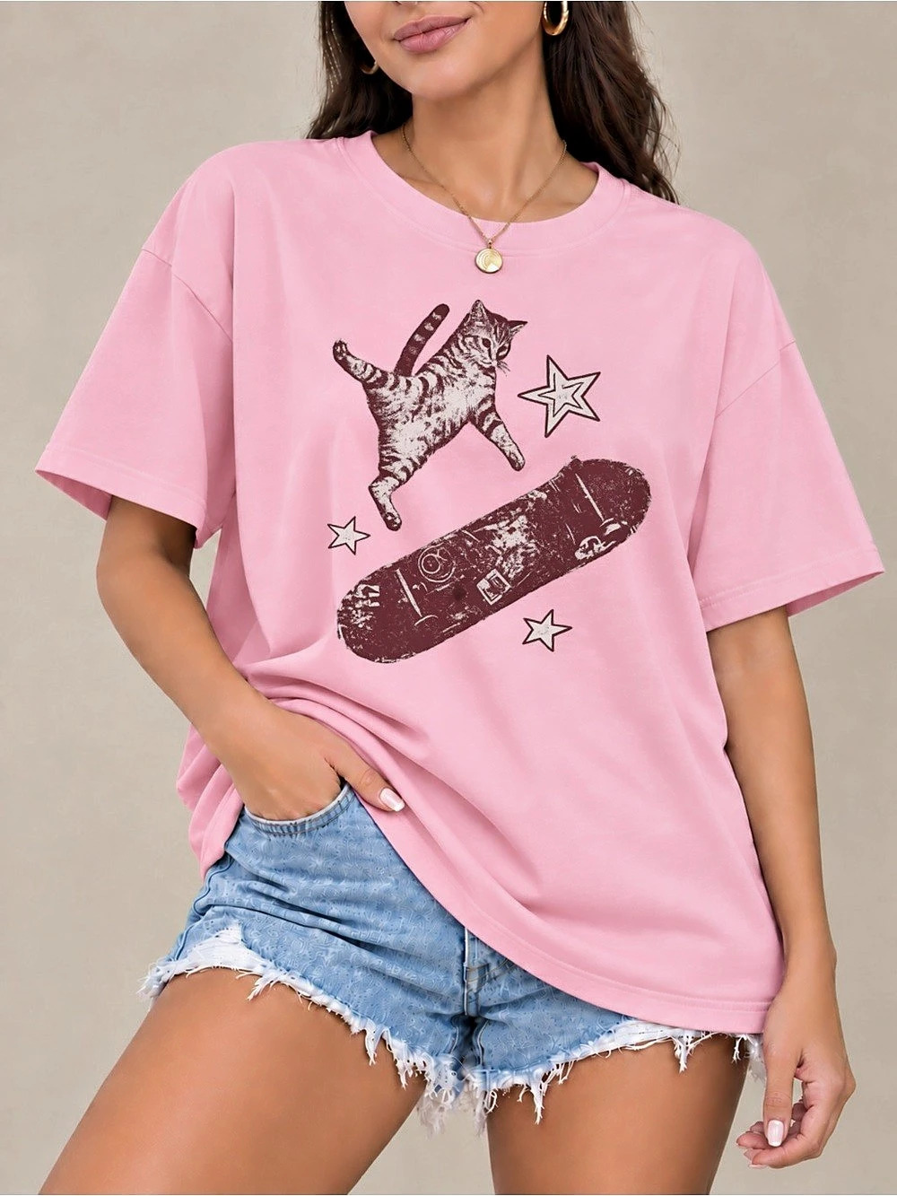 Skateboard Cat Y2K T-Shirt Rockstar Kitten Graphic Tee